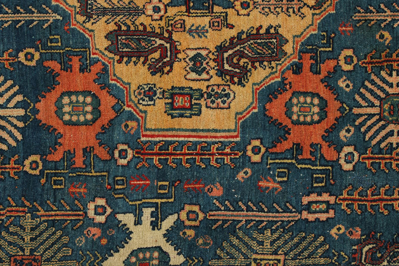 4x6 Blue and Red Turkish Oushak Rug