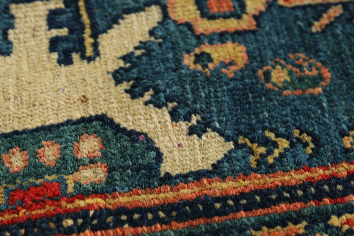 4x6 Blue and Red Turkish Oushak Rug