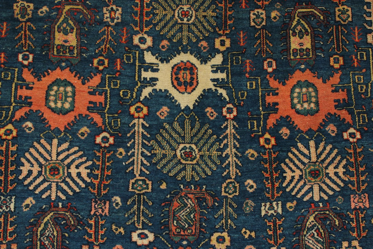 4x6 Blue and Red Turkish Oushak Rug