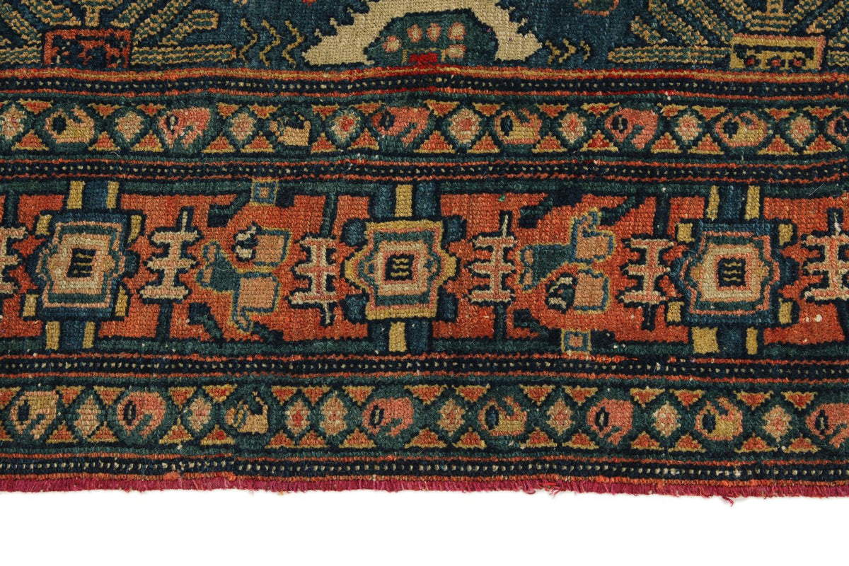 4x6 Blue and Red Turkish Oushak Rug