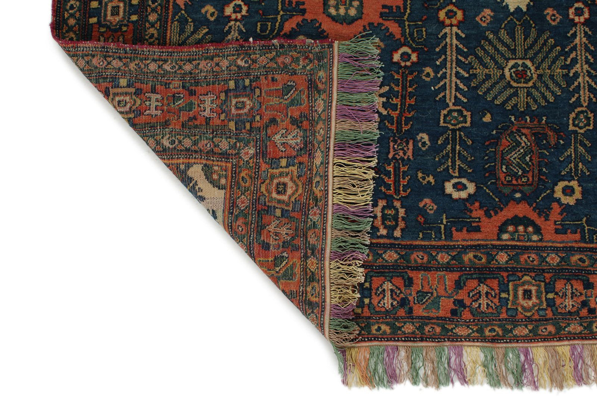 4x6 Blue and Red Turkish Oushak Rug