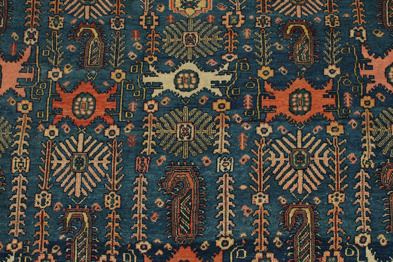 4x6 Blue and Red Turkish Oushak Rug