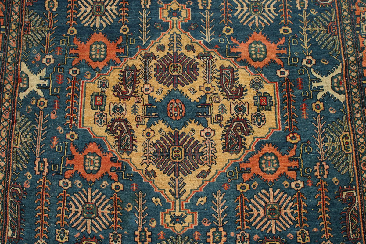4x6 Blue and Red Turkish Oushak Rug