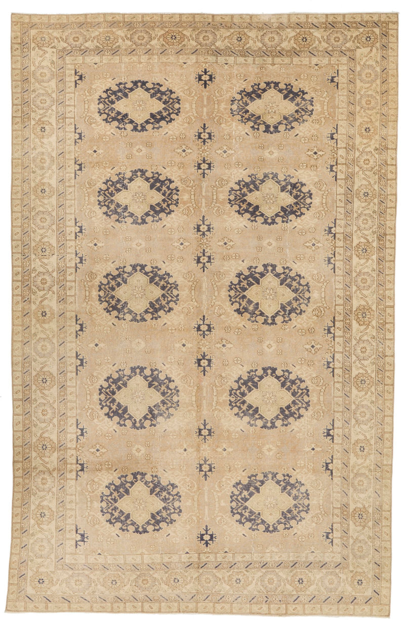 6x10 Ivory and Beige Turkish Anatolian Rug