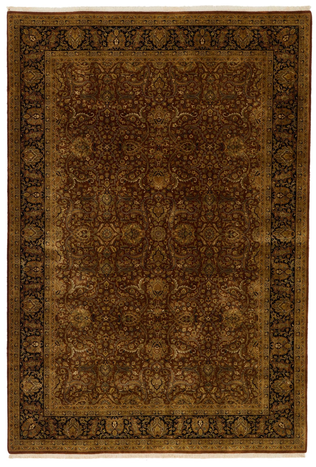6x9 Rust and Black Turkish Tribal Rug