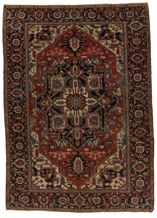 9x13 Red and Charcoal Persian Rug