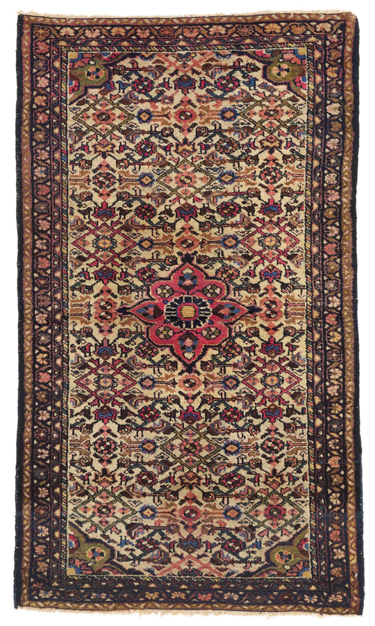 3x5 Ivory and Navy Persian Traditional Rug