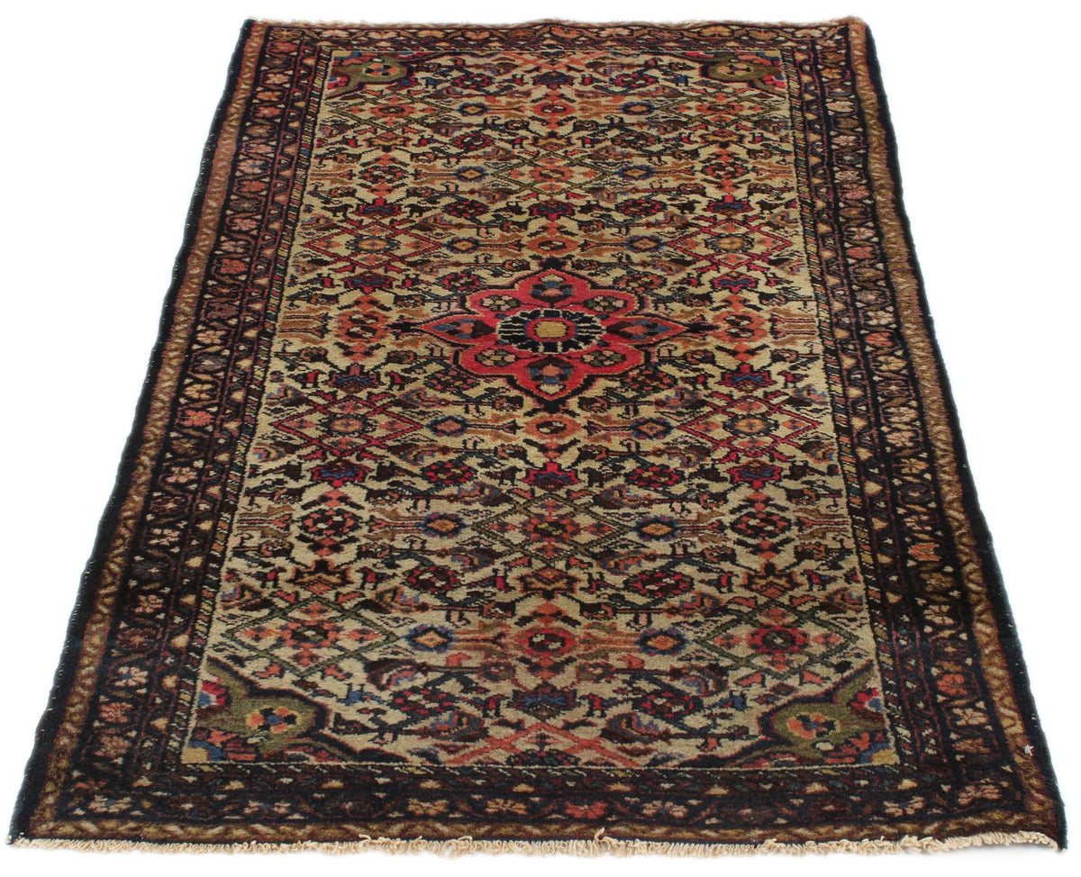 3x5 Ivory and Navy Persian Traditional Rug