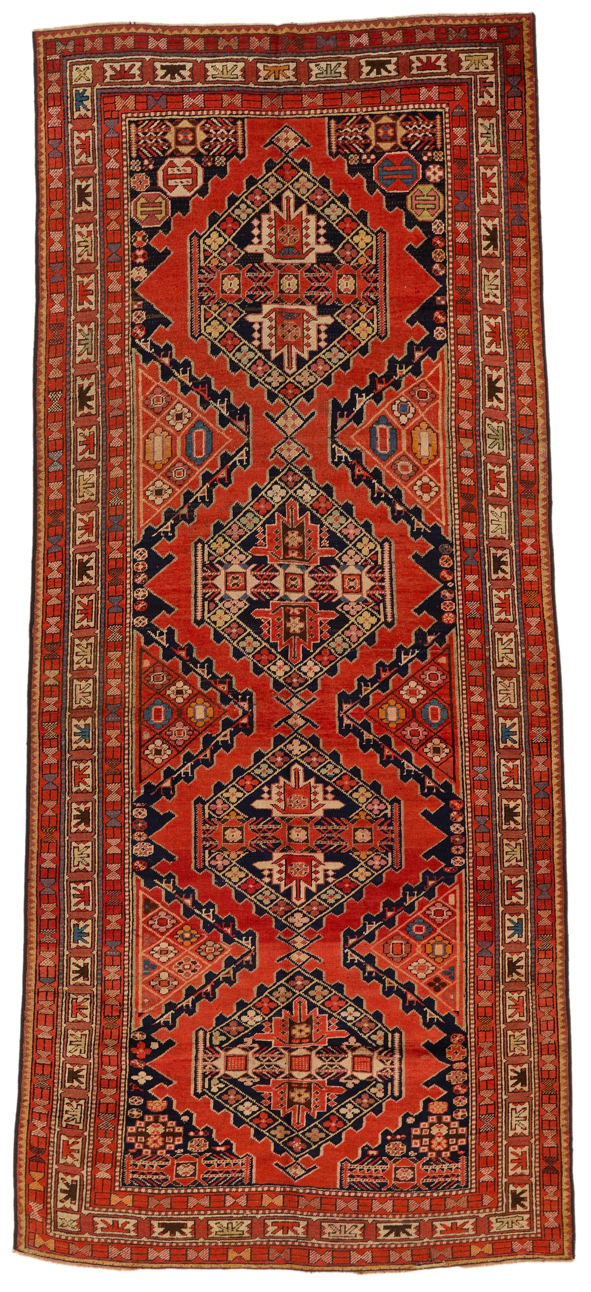 4x10 Orange and Multicolor Turkish Traditional Runner