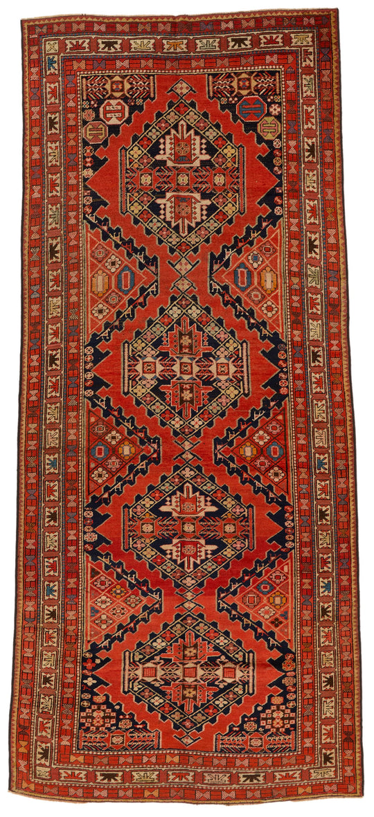 4x10 Orange and Multicolor Turkish Traditional Runner