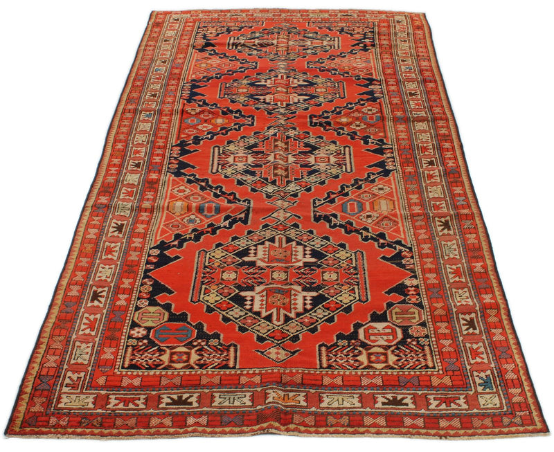 4x10 Orange and Multicolor Turkish Traditional Runner
