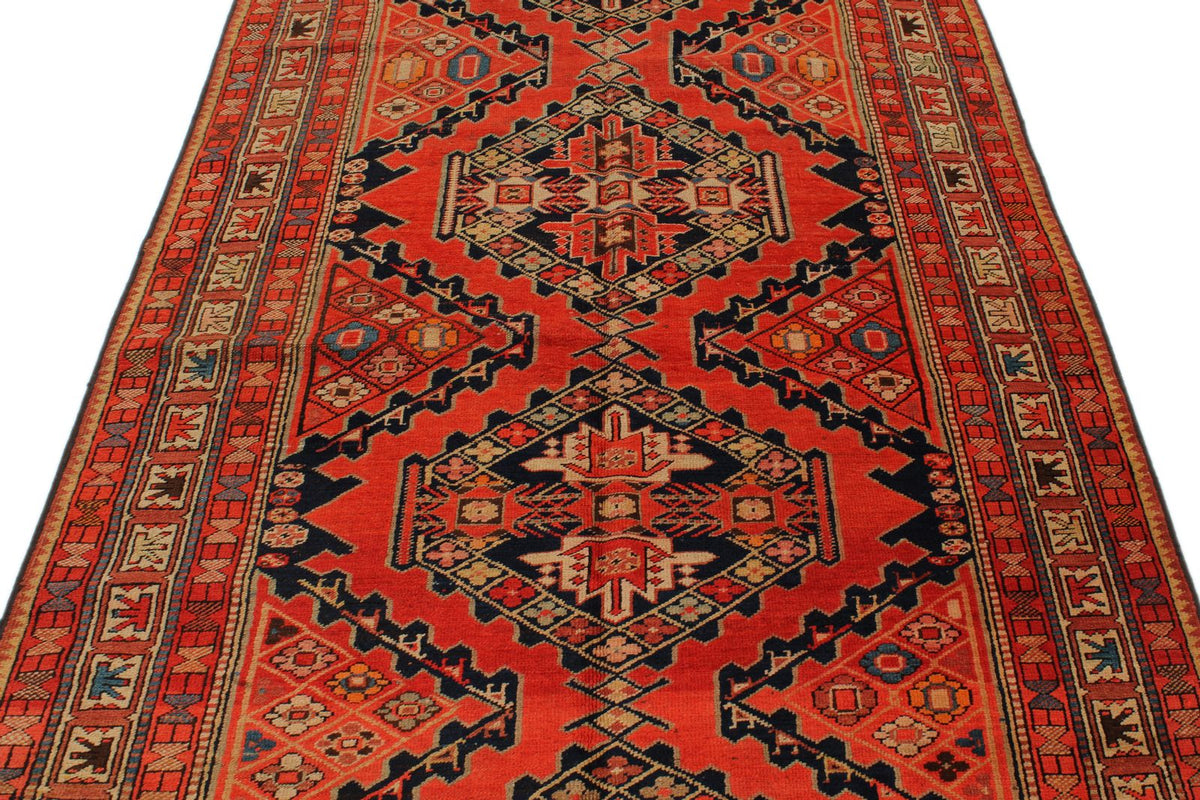 4x10 Orange and Multicolor Turkish Traditional Runner