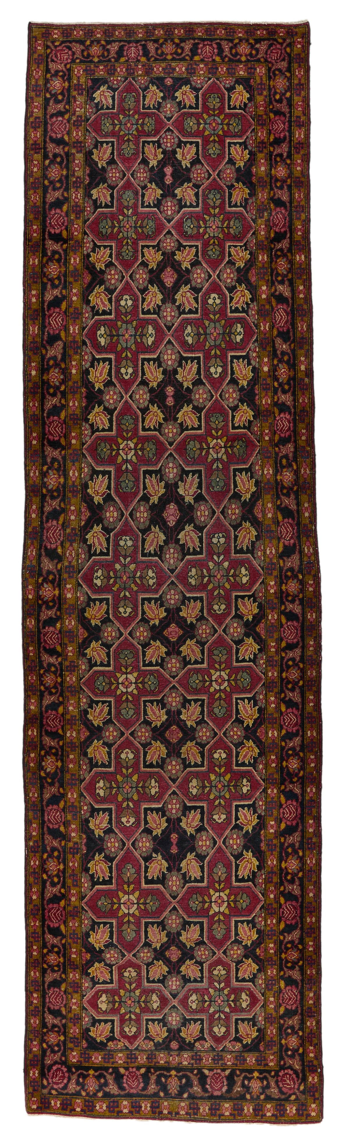 4x13 Charcoal and Multicolor Persian Runner