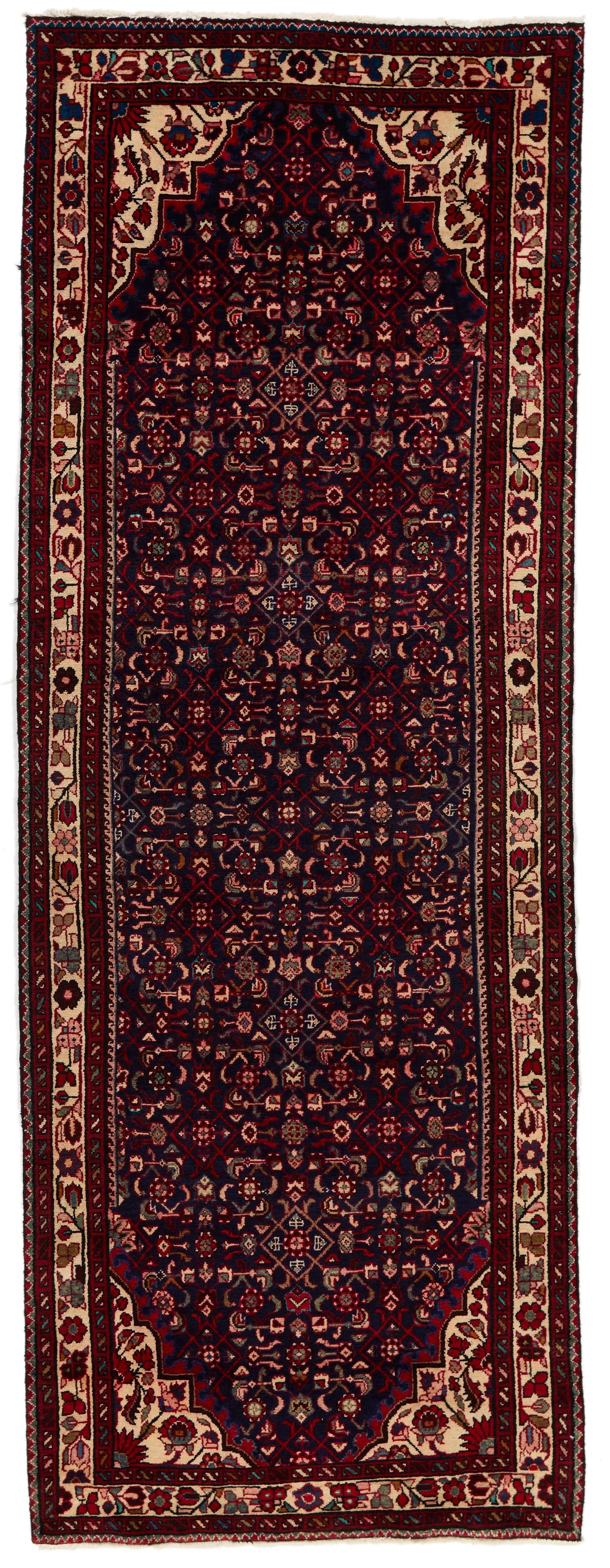 4x10 Navy and Ivory Persian Traditional Runner