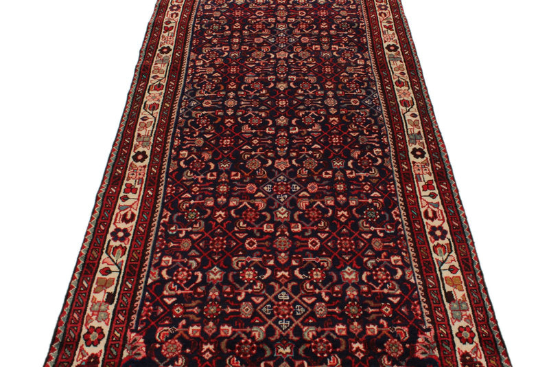 4x10 Navy and Ivory Persian Traditional Runner