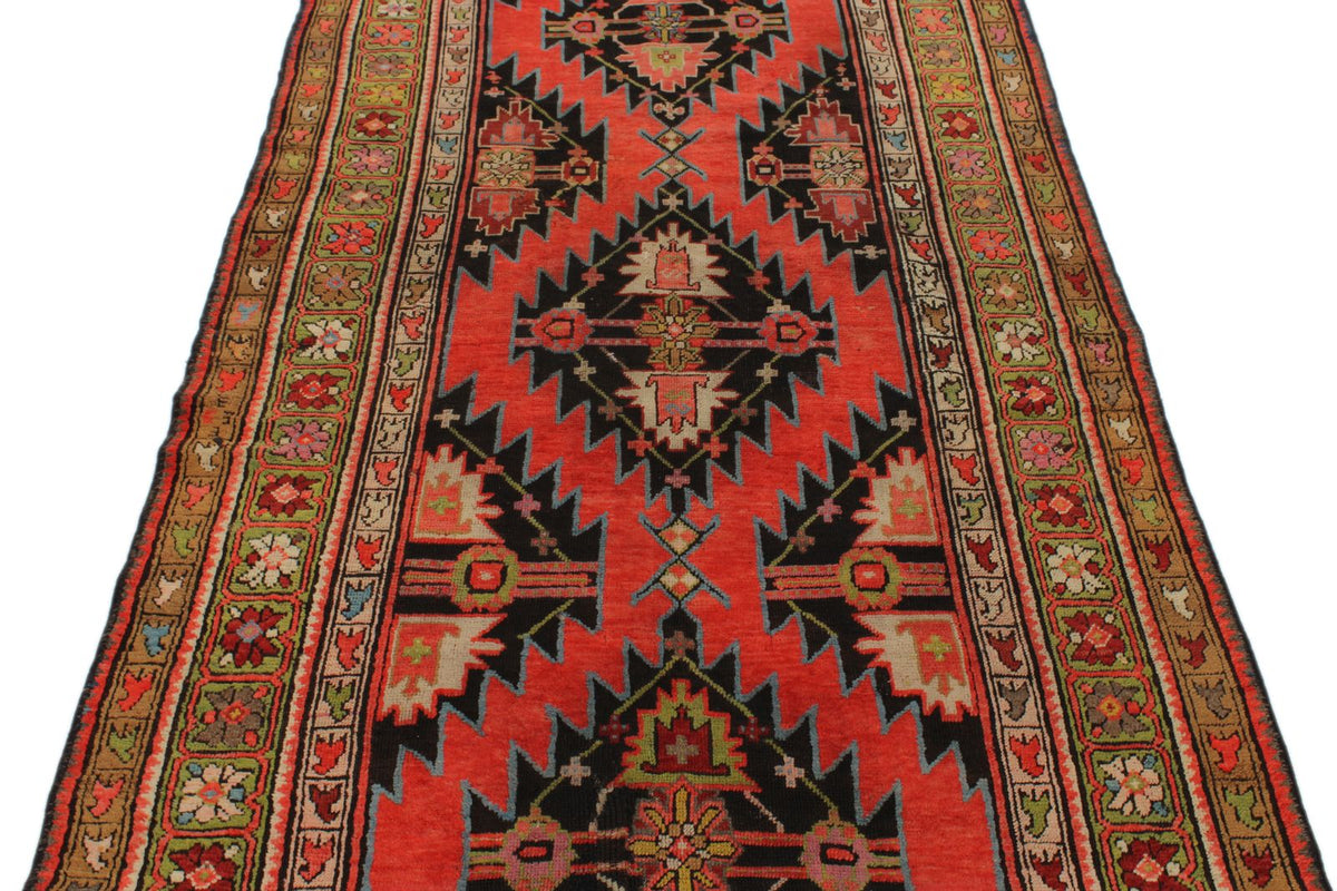 4x10 Red and Green Kazak Tribal Runner