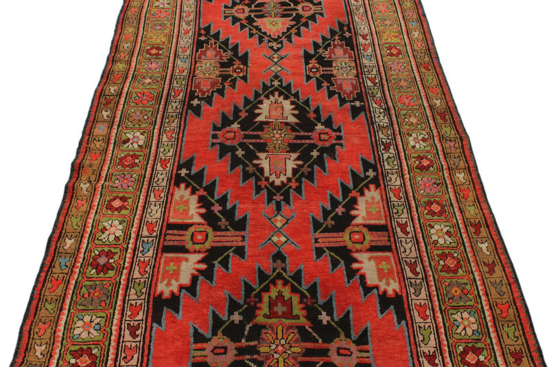 4x10 Red and Green Kazak Tribal Runner