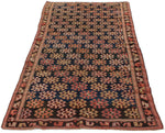 4x9 Navy and Brown Kazak Tribal Runner