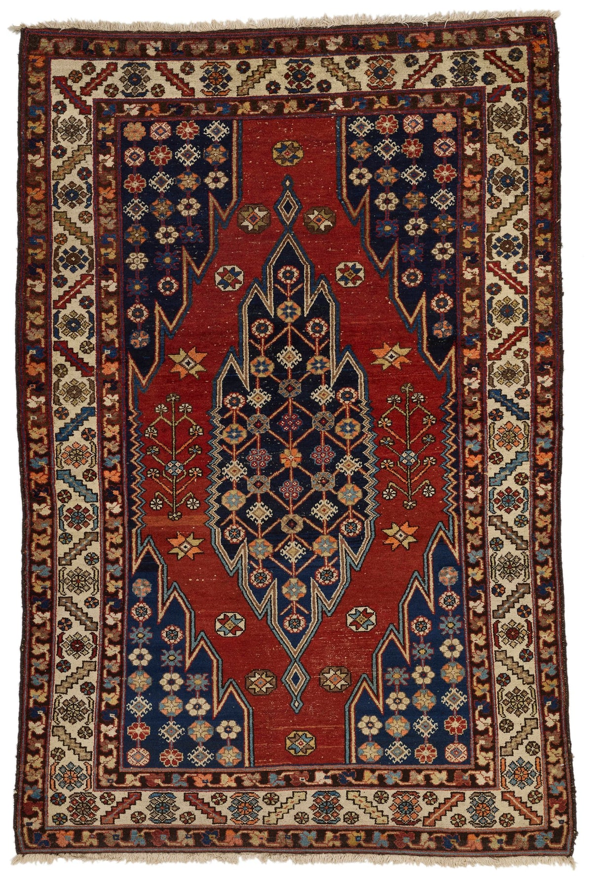 4x6 Red and Ivory Turkish Persian Rug
