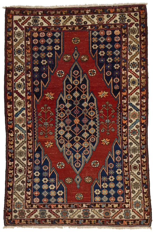 4x6 Red and Ivory Turkish Persian Rug
