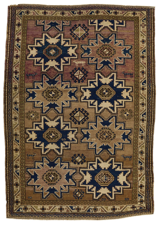 4x6 Multicolor Kazak Tribal Rug