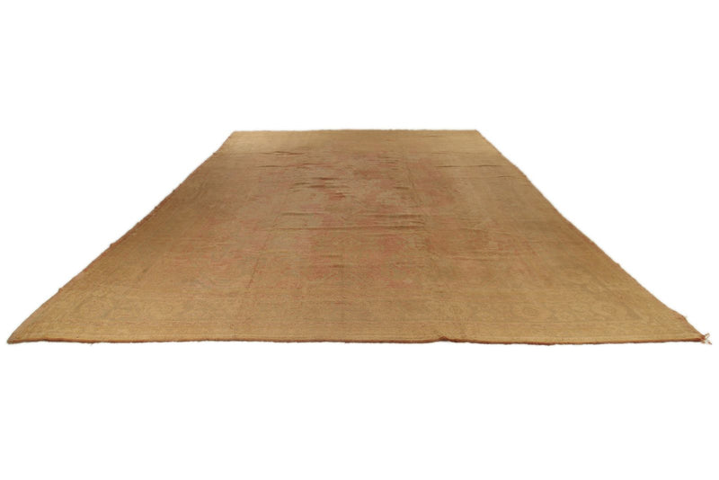 11x14 Rose and Green Turkish Oushak Rug
