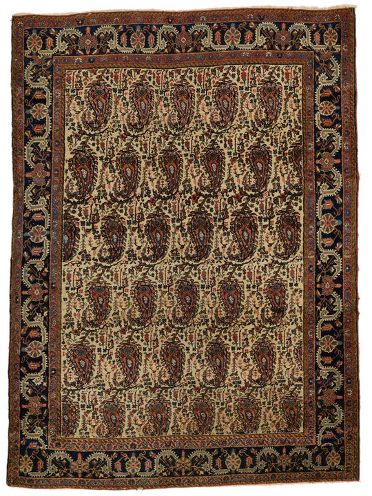 5x7 Ivory and Charcoal Persian Traditional Rug