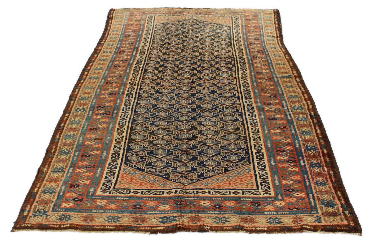 5x9 Navy and Multicolor Turkish Persian Rug