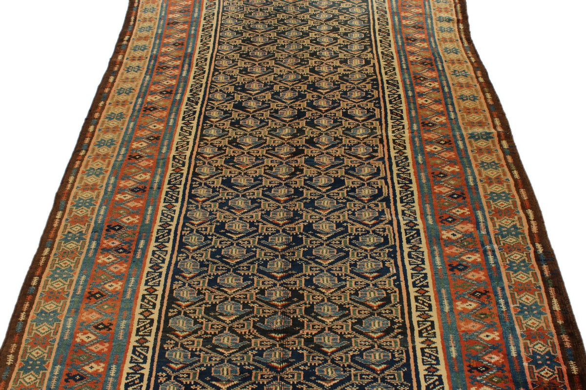 5x9 Navy and Multicolor Turkish Persian Rug