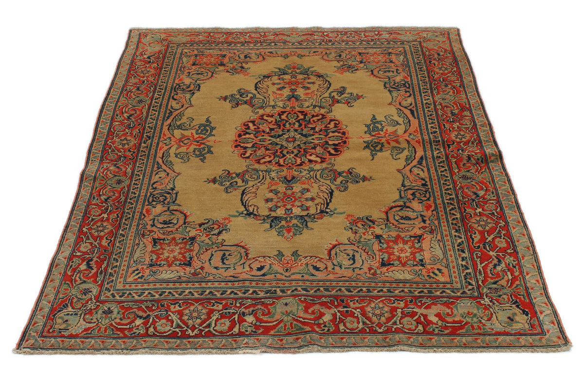4x6 Mustard and Red Persian Traditional Rug