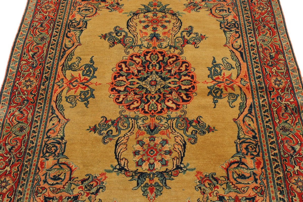 4x6 Mustard and Red Persian Traditional Rug
