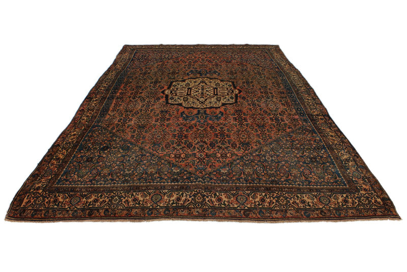 8x12 Rust and Beige Anatolian Tribal Rug