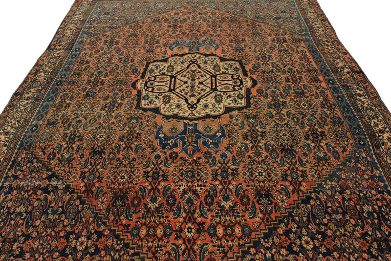 8x12 Rust and Beige Anatolian Tribal Rug