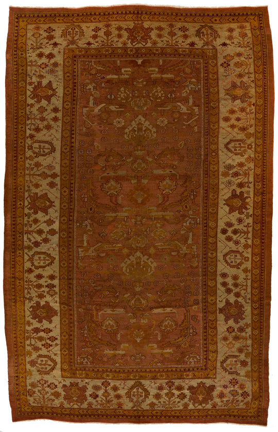 10x16 Rust and Ivory Turkish Oushak Rug