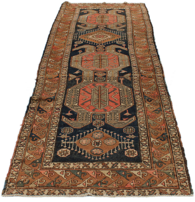 3x12 Charcoal and Rust Turkish Persian Runner