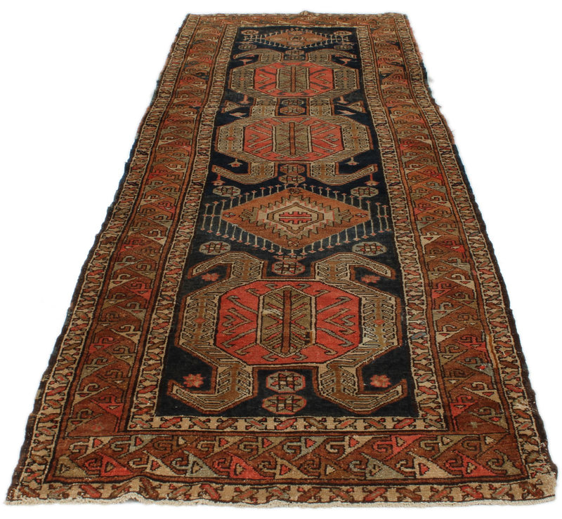 3x12 Charcoal and Rust Turkish Persian Runner