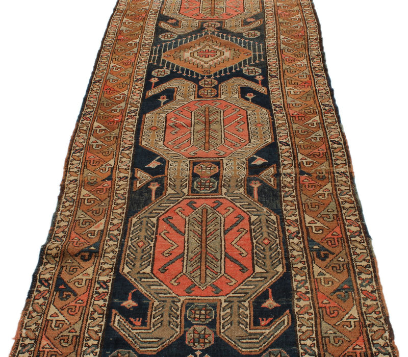 3x12 Charcoal and Rust Turkish Persian Runner