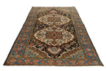6x10 Ivory and Blue Turkish Persian Rug
