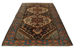 6x10 Ivory and Blue Turkish Persian Rug