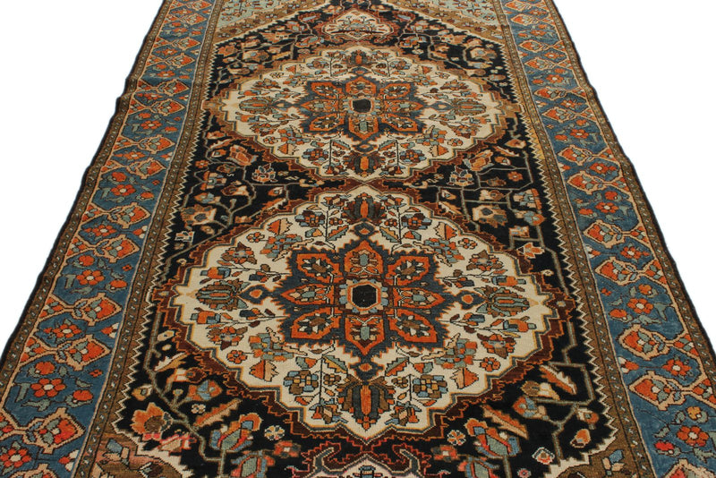 6x10 Ivory and Blue Turkish Persian Rug
