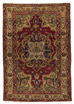 4x6 Burgundy and Ivory Persian Rug
