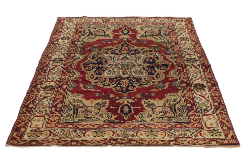 4x6 Burgundy and Ivory Persian Rug