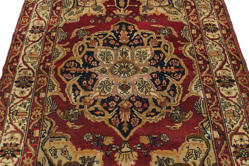 4x6 Burgundy and Ivory Persian Rug