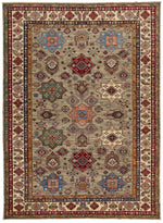 9x12 Navy and Burgundy Kazak Tribal Rug