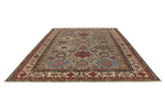 9x12 Navy and Burgundy Kazak Tribal Rug