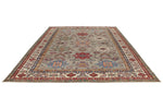 9x12 Navy and Burgundy Kazak Tribal Rug