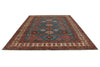 9x12 Blue and Ivory Kazak Tribal Rug