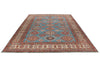 9x12 Blue and Ivory Kazak Tribal Rug