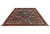 9x12 Blue and Multicolor Kazak Tribal Rug