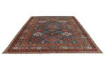 9x12 Blue and Multicolor Kazak Tribal Rug